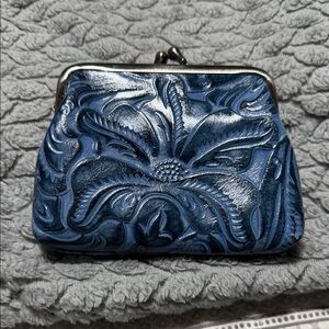 Patricia Nash Blue Embossed Floral Clutch